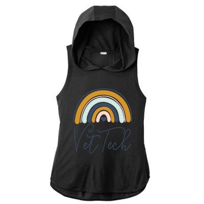 Cute Veterinarian Rainbow Paw Print Heartbeat Vet Tech Cool Gift Ladies PosiCharge Tri-Blend Wicking Draft Hoodie Tank