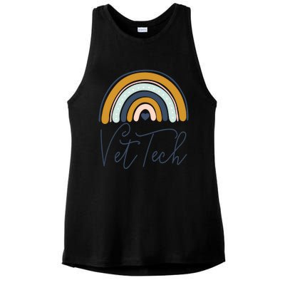 Cute Veterinarian Rainbow Paw Print Heartbeat Vet Tech Cool Gift Ladies PosiCharge Tri-Blend Wicking Tank