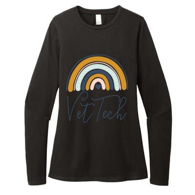 Cute Veterinarian Rainbow Paw Print Heartbeat Vet Tech Cool Gift Womens CVC Long Sleeve Shirt