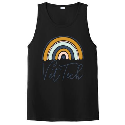 Cute Veterinarian Rainbow Paw Print Heartbeat Vet Tech Cool Gift PosiCharge Competitor Tank