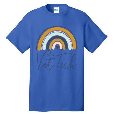 Cute Veterinarian Rainbow Paw Print Heartbeat Vet Tech Cool Gift Tall T-Shirt