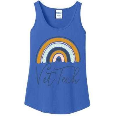 Cute Veterinarian Rainbow Paw Print Heartbeat Vet Tech Cool Gift Ladies Essential Tank