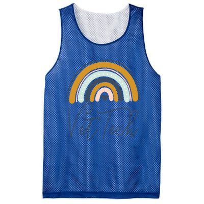 Cute Veterinarian Rainbow Paw Print Heartbeat Vet Tech Cool Gift Mesh Reversible Basketball Jersey Tank