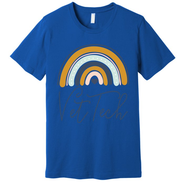 Cute Veterinarian Rainbow Paw Print Heartbeat Vet Tech Cool Gift Premium T-Shirt