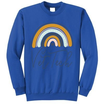 Cute Veterinarian Rainbow Paw Print Heartbeat Vet Tech Cool Gift Tall Sweatshirt