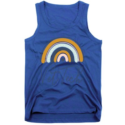 Cute Veterinarian Rainbow Paw Print Heartbeat Vet Tech Cool Gift Tank Top