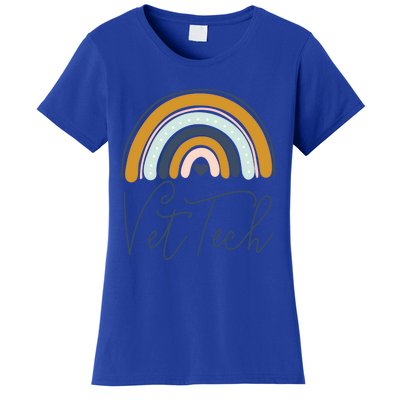 Cute Veterinarian Rainbow Paw Print Heartbeat Vet Tech Cool Gift Women's T-Shirt