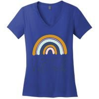 Cute Veterinarian Rainbow Paw Print Heartbeat Vet Tech Cool Gift Women's V-Neck T-Shirt