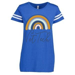 Cute Veterinarian Rainbow Paw Print Heartbeat Vet Tech Cool Gift Enza Ladies Jersey Football T-Shirt