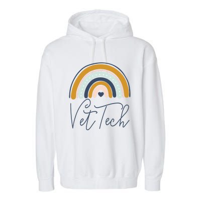 Cute Veterinarian Rainbow Paw Print Heartbeat Vet Tech Cool Gift Garment-Dyed Fleece Hoodie