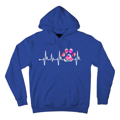 Cute Veterinarian Rainbow Paw Print Heartbeat Vet Tech Gift Hoodie