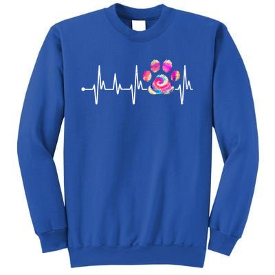 Cute Veterinarian Rainbow Paw Print Heartbeat Vet Tech Gift Sweatshirt