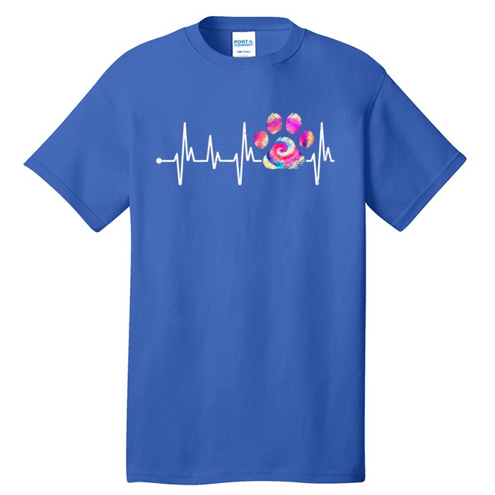 Cute Veterinarian Rainbow Paw Print Heartbeat Vet Tech Gift Tall T-Shirt