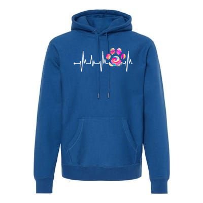 Cute Veterinarian Rainbow Paw Print Heartbeat Vet Tech Gift Premium Hoodie