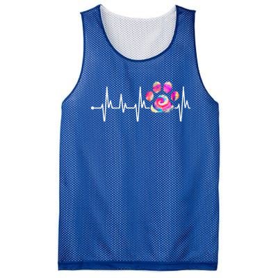 Cute Veterinarian Rainbow Paw Print Heartbeat Vet Tech Gift Mesh Reversible Basketball Jersey Tank