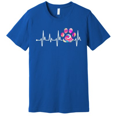 Cute Veterinarian Rainbow Paw Print Heartbeat Vet Tech Gift Premium T-Shirt