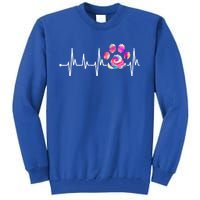 Cute Veterinarian Rainbow Paw Print Heartbeat Vet Tech Gift Tall Sweatshirt