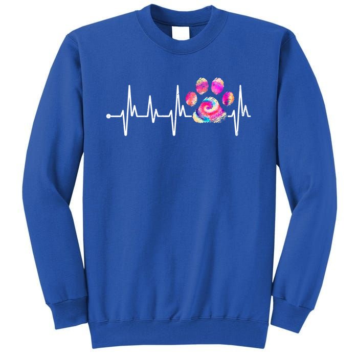 Cute Veterinarian Rainbow Paw Print Heartbeat Vet Tech Gift Tall Sweatshirt