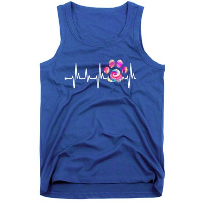 Cute Veterinarian Rainbow Paw Print Heartbeat Vet Tech Gift Tank Top