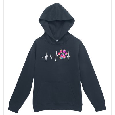 Cute Veterinarian Rainbow Paw Print Heartbeat Vet Tech Gift Urban Pullover Hoodie