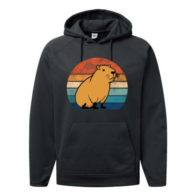 Capybara Vintage Rodent Funny Capybara Performance Fleece Hoodie