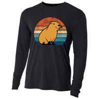 Capybara Vintage Rodent Funny Capybara Cooling Performance Long Sleeve Crew