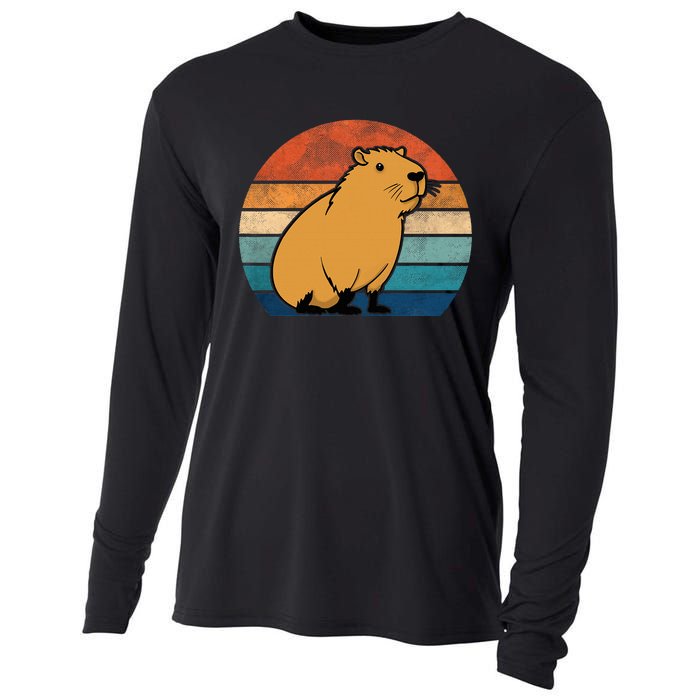 Capybara Vintage Rodent Funny Capybara Cooling Performance Long Sleeve Crew