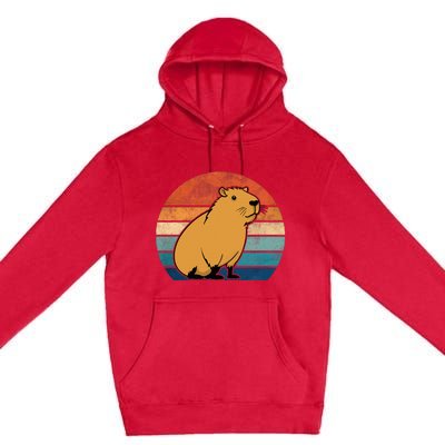 Capybara Vintage Rodent Funny Capybara Premium Pullover Hoodie