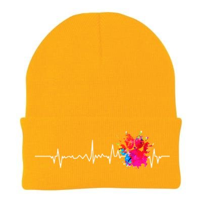 Cute Veterinarian Rainbow Paw Print Heartbeat Vet Tech Meaningful Gift Knit Cap Winter Beanie