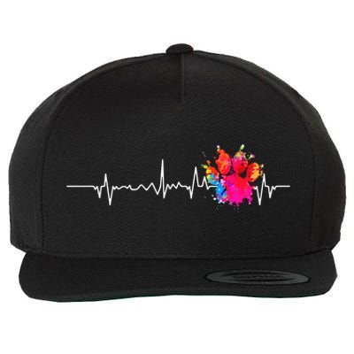 Cute Veterinarian Rainbow Paw Print Heartbeat Vet Tech Meaningful Gift Wool Snapback Cap