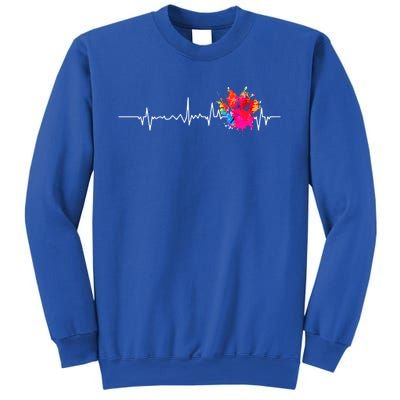 Cute Veterinarian Rainbow Paw Print Heartbeat Vet Tech Meaningful Gift Sweatshirt