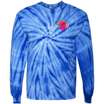 Cute Veterinarian Rainbow Paw Print Heartbeat Vet Tech Meaningful Gift Tie-Dye Long Sleeve Shirt