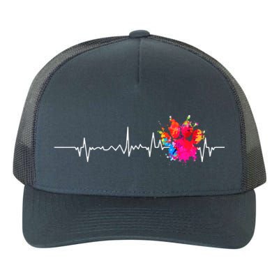 Cute Veterinarian Rainbow Paw Print Heartbeat Vet Tech Meaningful Gift Yupoong Adult 5-Panel Trucker Hat