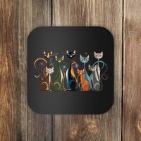 Cat Vintage Retro Midcentury Modern Look Cats Coaster