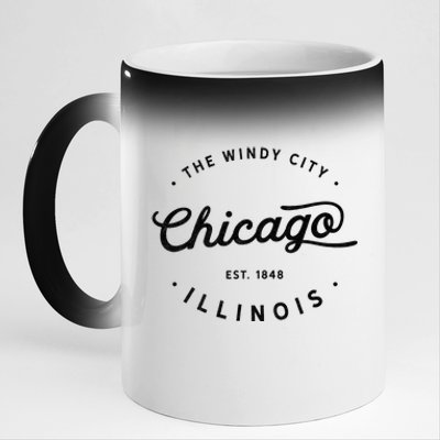 Classic Vintage Retro Chicago Illinois Windy City Usa Gift 11oz Black Color Changing Mug