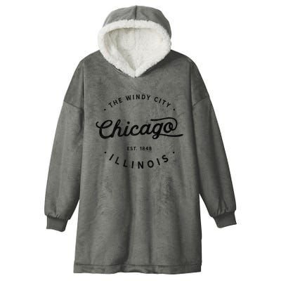 Classic Vintage Retro Chicago Illinois Windy City Usa Gift Hooded Wearable Blanket