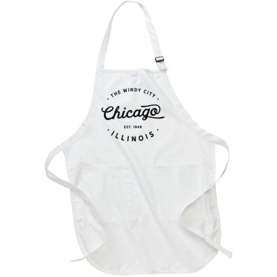 Classic Vintage Retro Chicago Illinois Windy City Usa Gift Full-Length Apron With Pockets