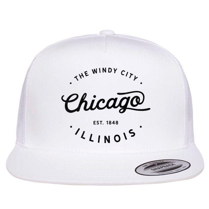 Classic Vintage Retro Chicago Illinois Windy City Usa Gift Flat Bill Trucker Hat