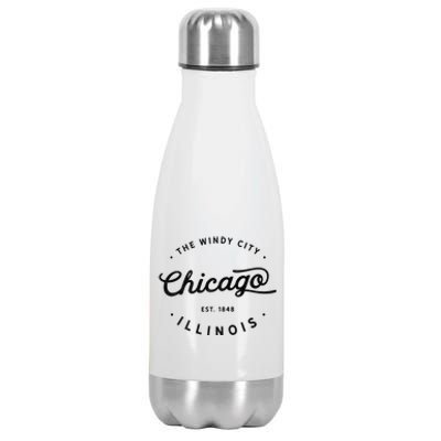 Classic Vintage Retro Chicago Illinois Windy City Usa Gift Stainless Steel Insulated Water Bottle