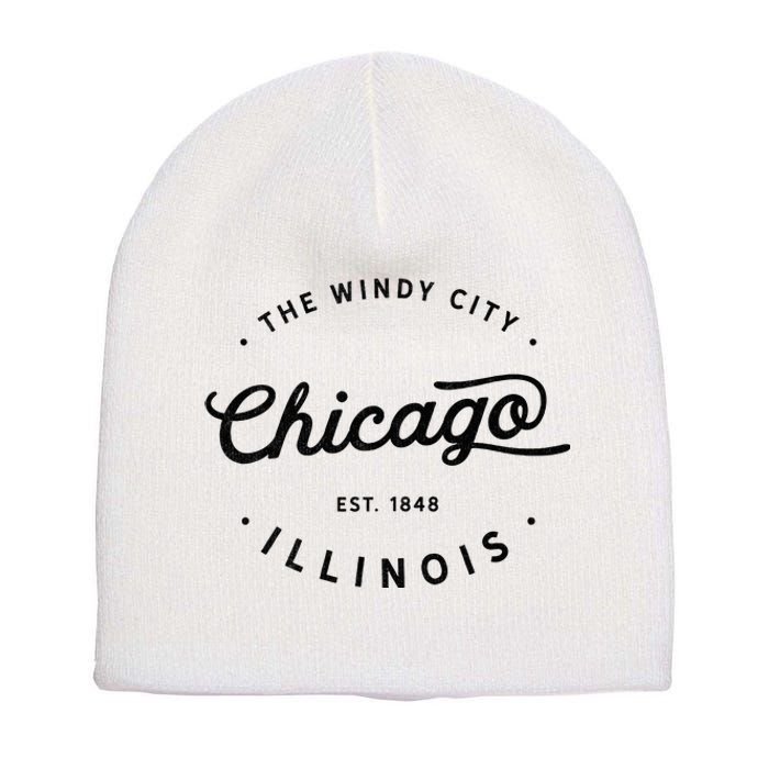 Classic Vintage Retro Chicago Illinois Windy City Usa Gift Short Acrylic Beanie