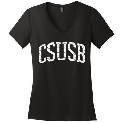 CSUSB Vintage Retro College Athletic Sports Women's V-Neck T-Shirt