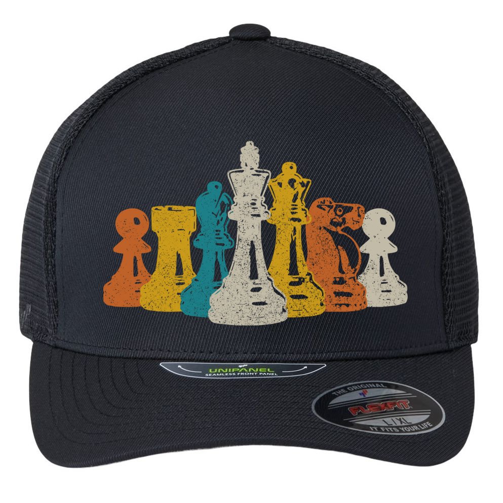 Chess Vintage Retro Chess Player Flexfit Unipanel Trucker Cap