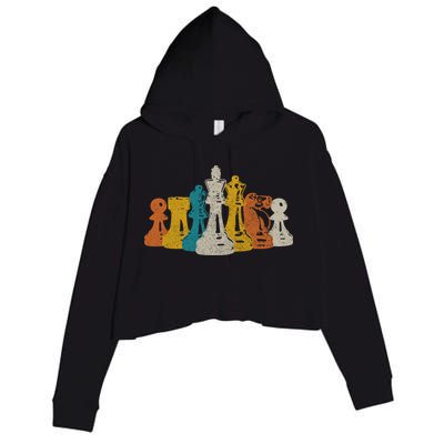 Chess Vintage Retro Chess Player Crop Fleece Hoodie