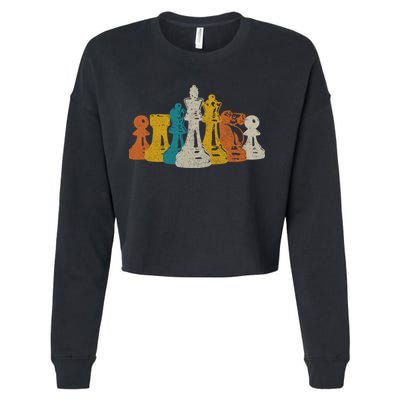 Chess Vintage Retro Chess Player Cropped Pullover Crew