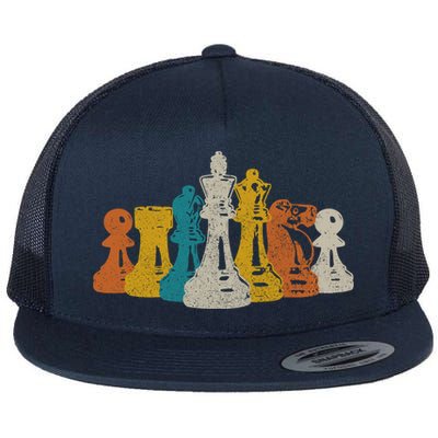Chess Vintage Retro Chess Player Flat Bill Trucker Hat