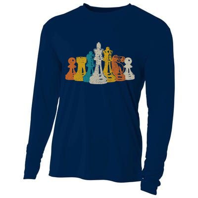 Chess Vintage Retro Chess Player Cooling Performance Long Sleeve Crew