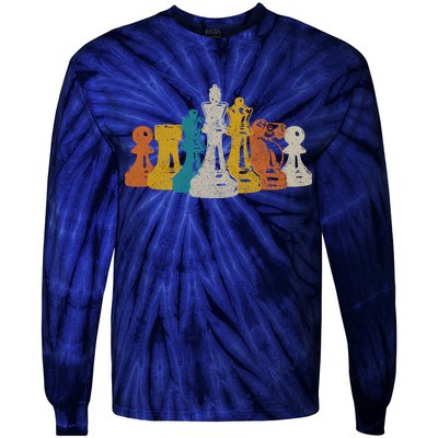 Chess Vintage Retro Chess Player Tie-Dye Long Sleeve Shirt