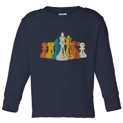 Chess Vintage Retro Chess Player Toddler Long Sleeve Shirt