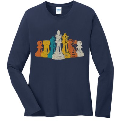 Chess Vintage Retro Chess Player Ladies Long Sleeve Shirt