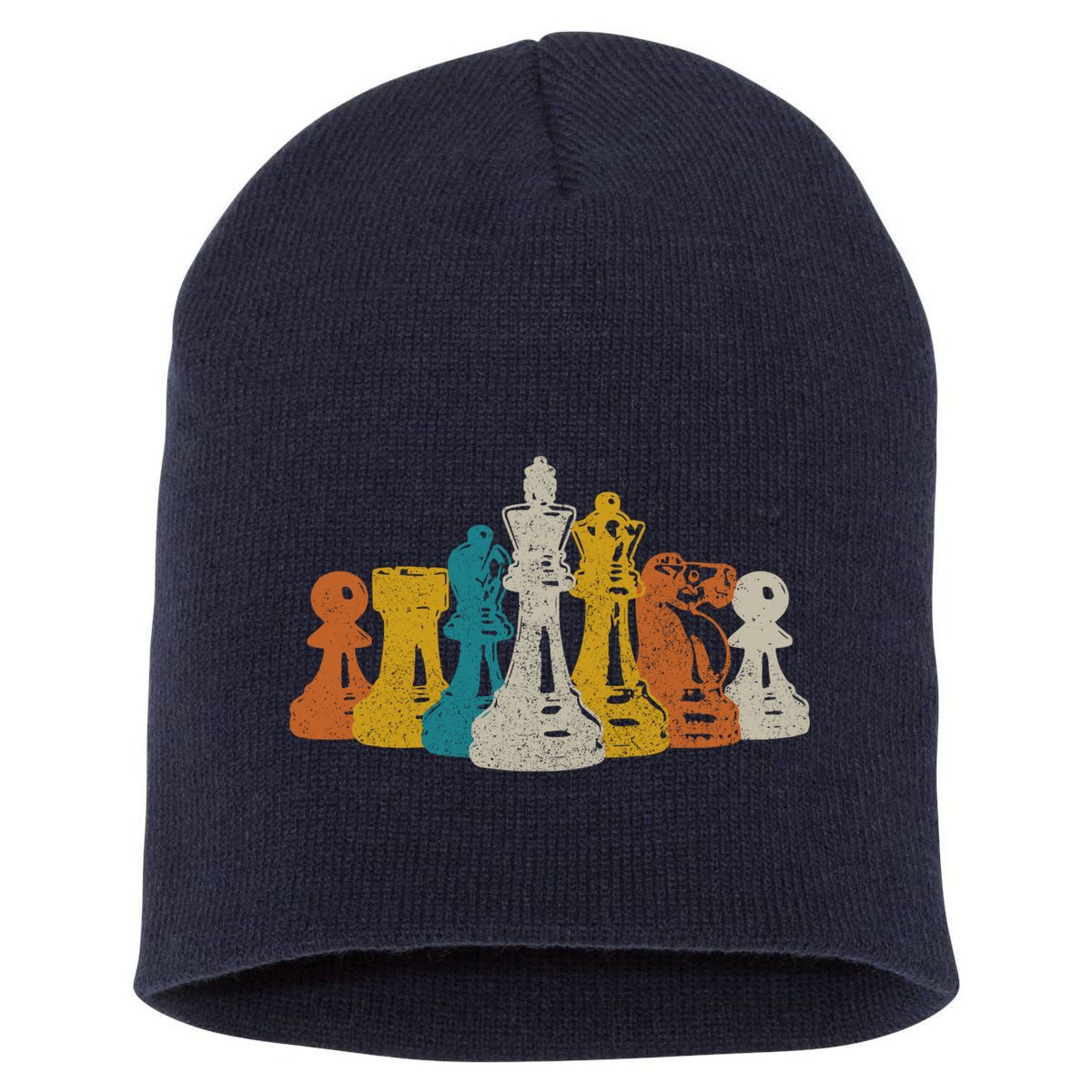 Chess Vintage Retro Chess Player Short Acrylic Beanie